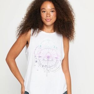 Spiritual Gangster Tank Top Womens Small White 222 Journey Jade Graphic NWT